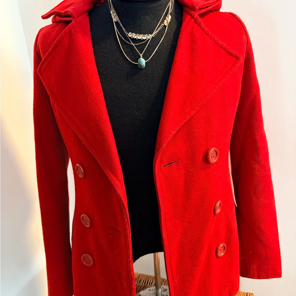 Forever 21 Bold Red Pea Coat